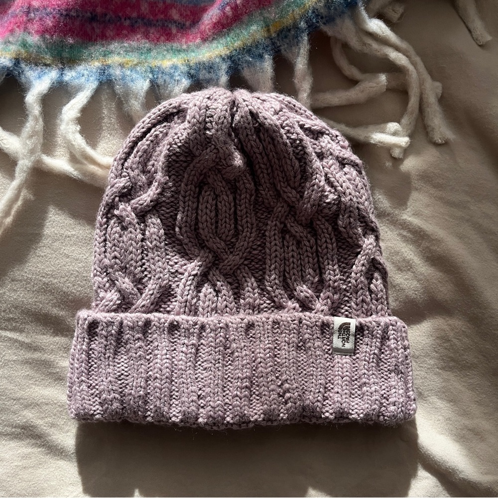 The North Face Lavender Cable Knit Beanie